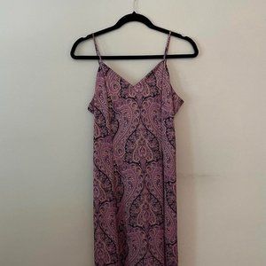 vintage 90s/y2k paisley/floral print midi dress with hankerchief hem